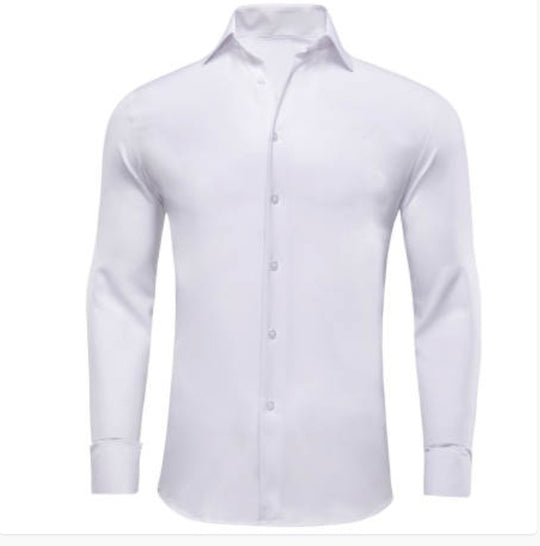 Wrinkle-Free White Long Sleeve Casual Button Down Shirt- CY-1053 - SimonVon Shop