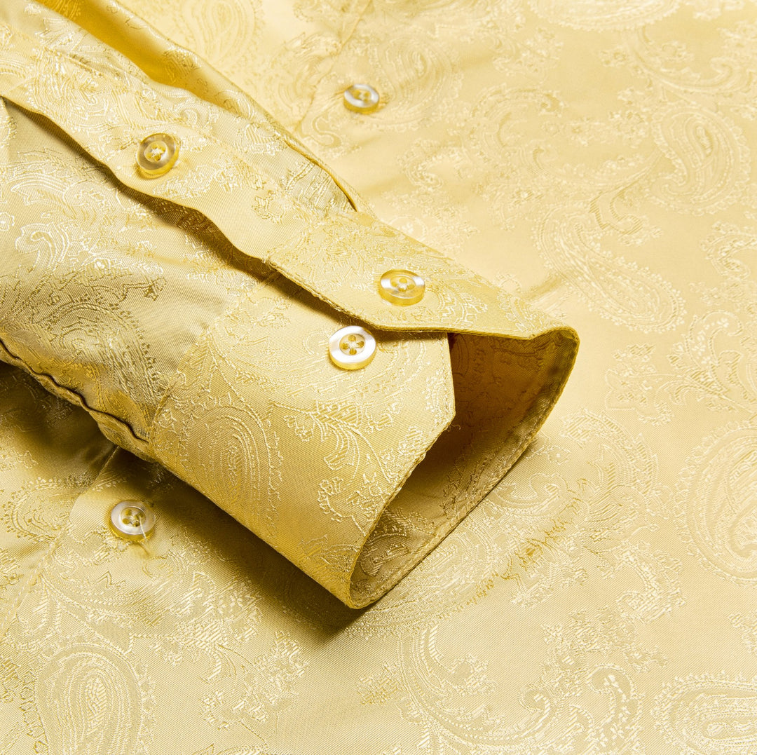 Yellow Golden Paisley Shirt- CY-1035 - SimonVon Shop