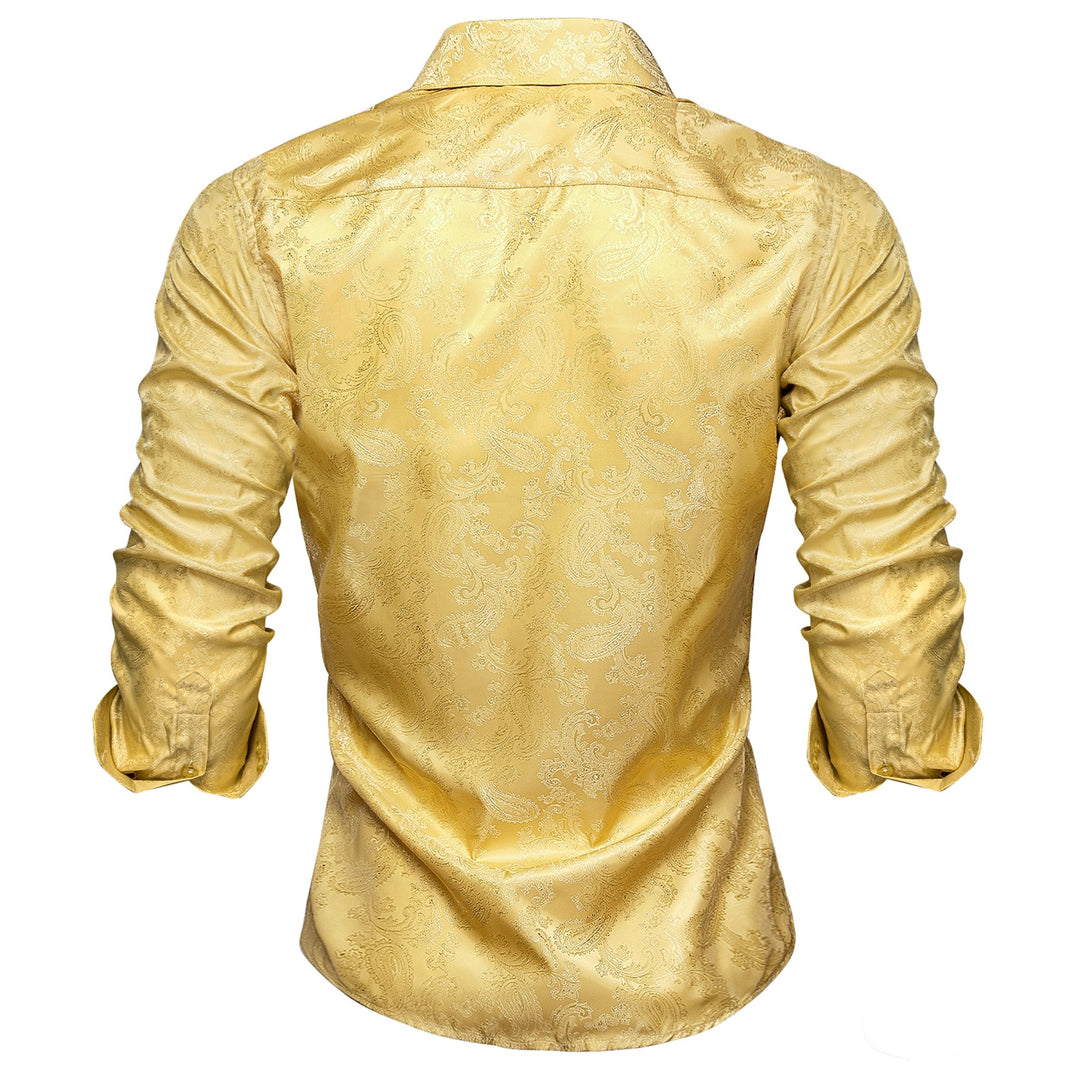Yellow Golden Paisley Shirt- CY-1035 - SimonVon Shop