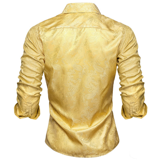Yellow Golden Paisley Shirt- CY-1035 - SimonVon Shop