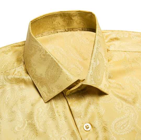 Yellow Golden Paisley Shirt- CY-1035 - SimonVon Shop