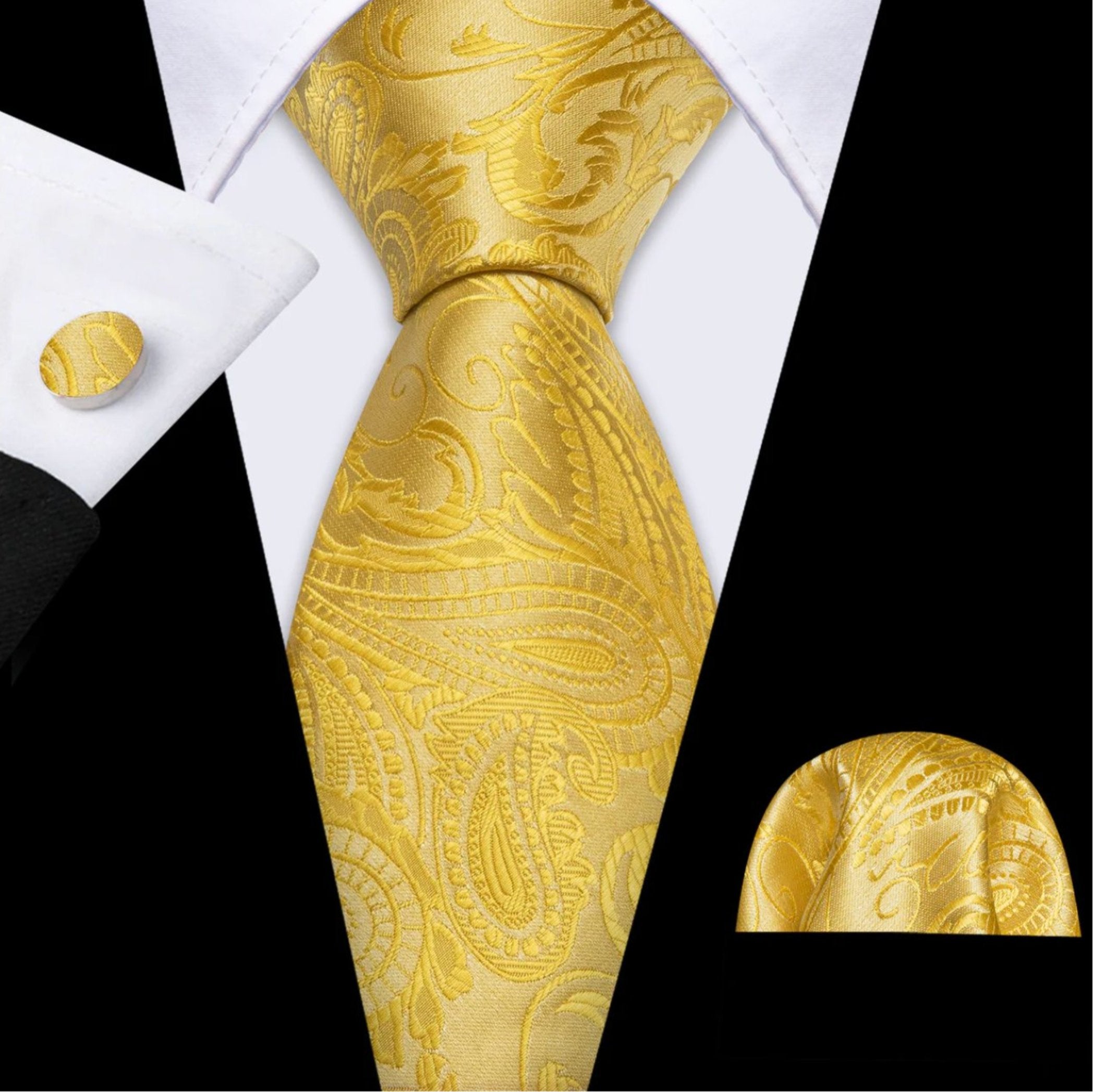 Men's Silk Tie  Handkerchief Cufflinks Set - SimonVon  Shop 