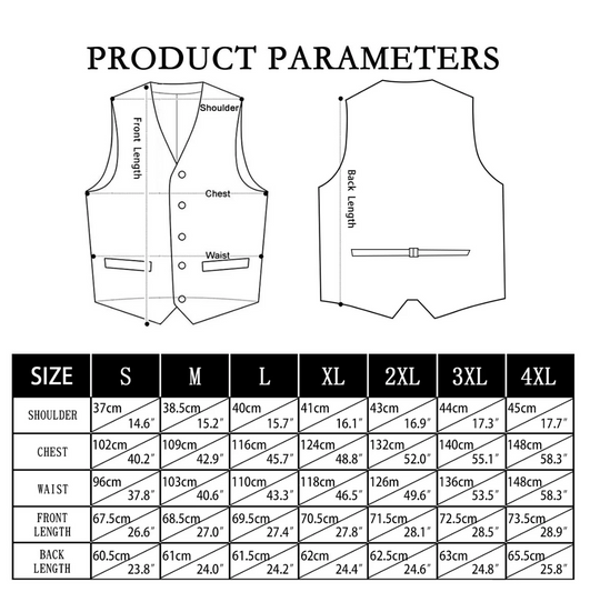 Dark Blue Solid U-Neck Double-Breasted Vest Set- MJ-3255