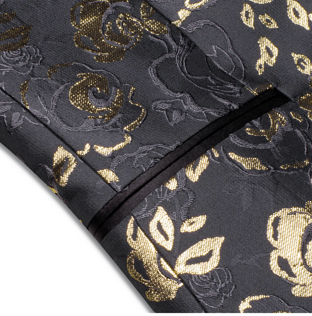 Luxury Black Golden Floral Men's Suit Set-XX-1032