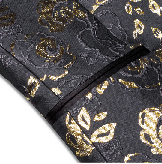 Luxury Black Golden Floral Men's Suit Set-XX-1032