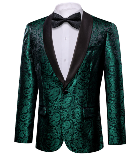 Men's Emerald Paisley  Shawl-Lapel Wedding Tuxedos Jacquard Blazer-XX-0043