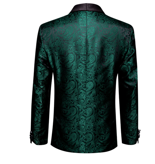 Men's Emerald Paisley  Shawl-Lapel Wedding Tuxedos Jacquard Blazer-XX-0043
