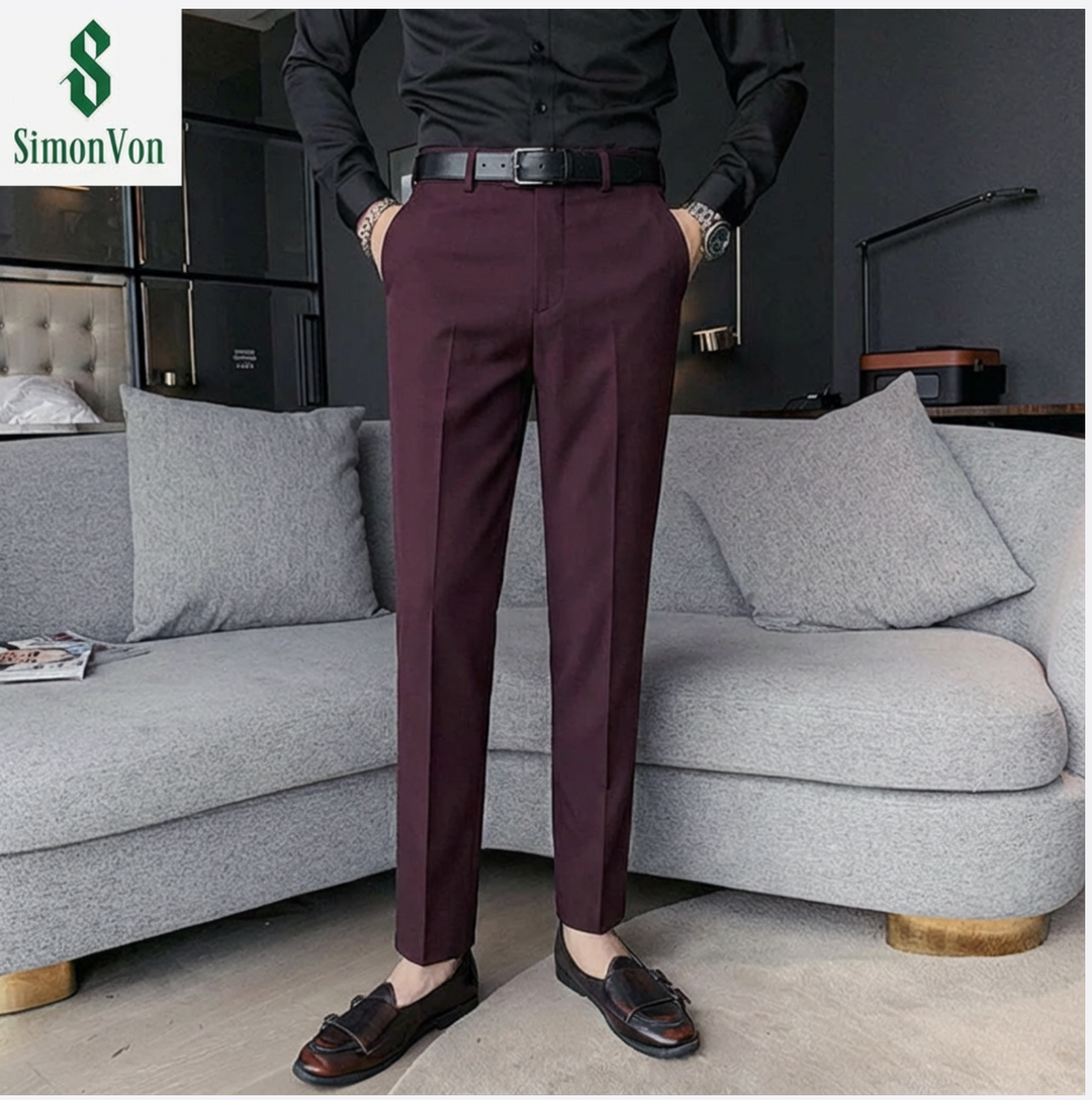 Burgundy  566 Mens Formal Trousers - 566