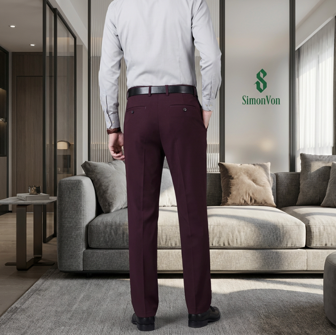 Burgundy  566 Mens Formal Trousers - 566