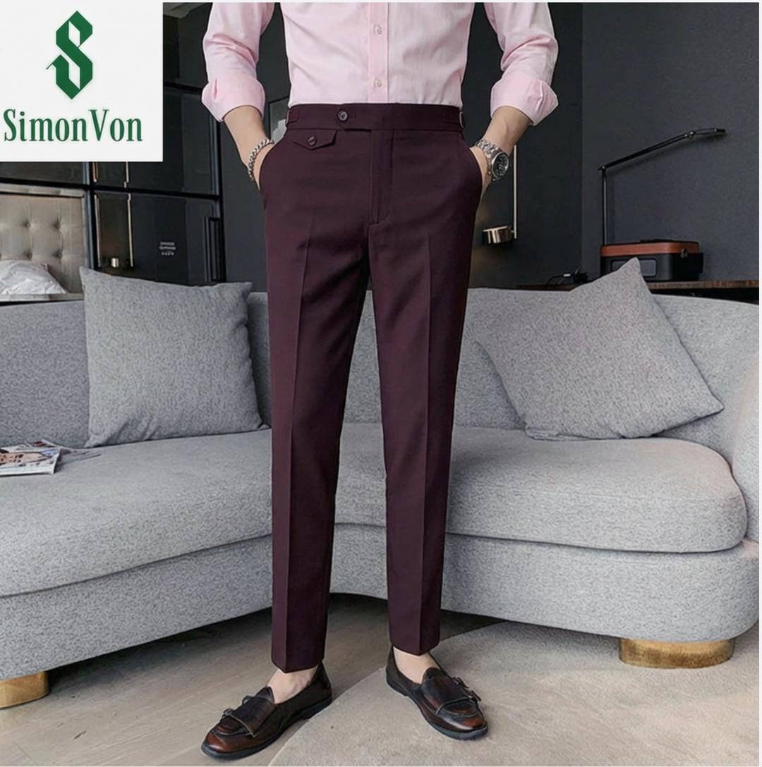 Burgundy  566 Mens Formal Trousers - 566