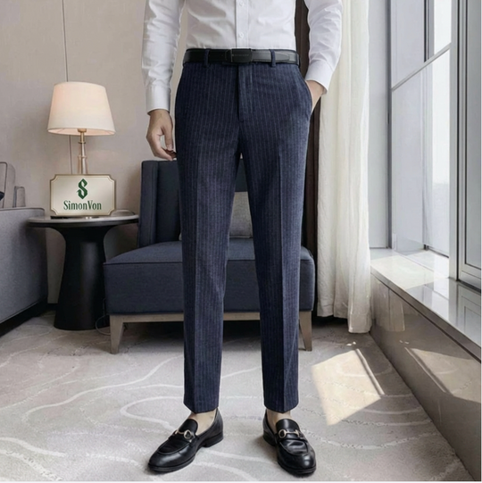 Blue striped  9882 Mens Formal Trousers-9882