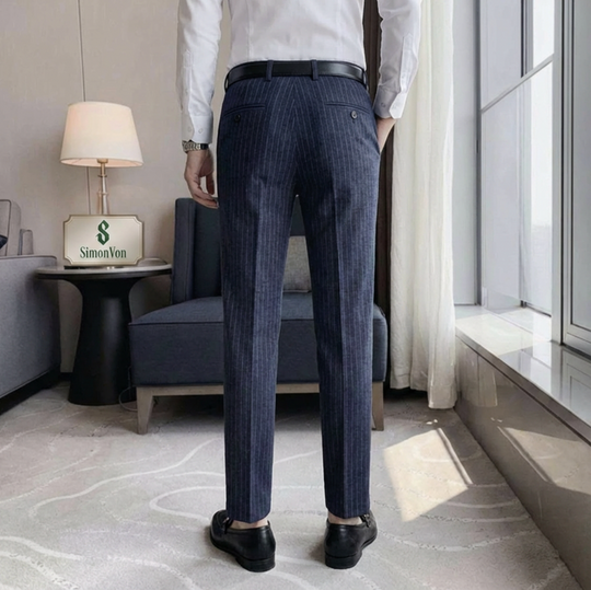Blue striped  9882 Mens Formal Trousers-9882