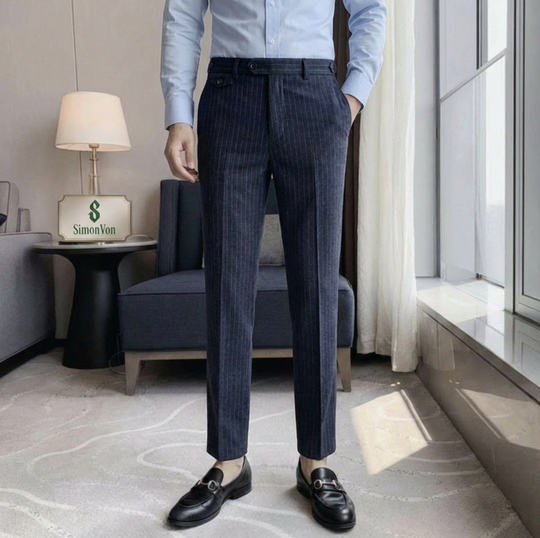 Blue striped  9882 Mens Formal Trousers-9882