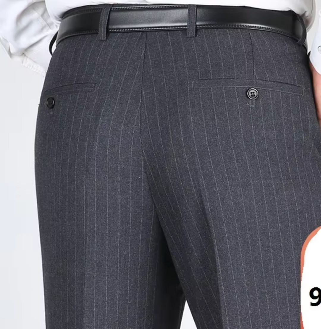 Grey  striped  9885 Mens Formal Trousers-9885