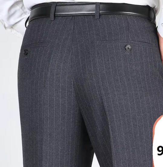 Grey  striped  9885 Mens Formal Trousers-9885