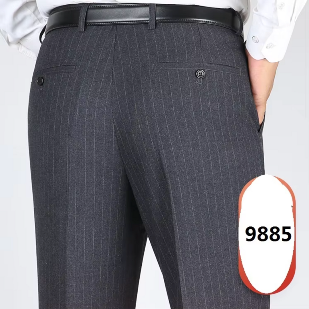 Grey  striped  9885 Mens Formal Trousers-9885