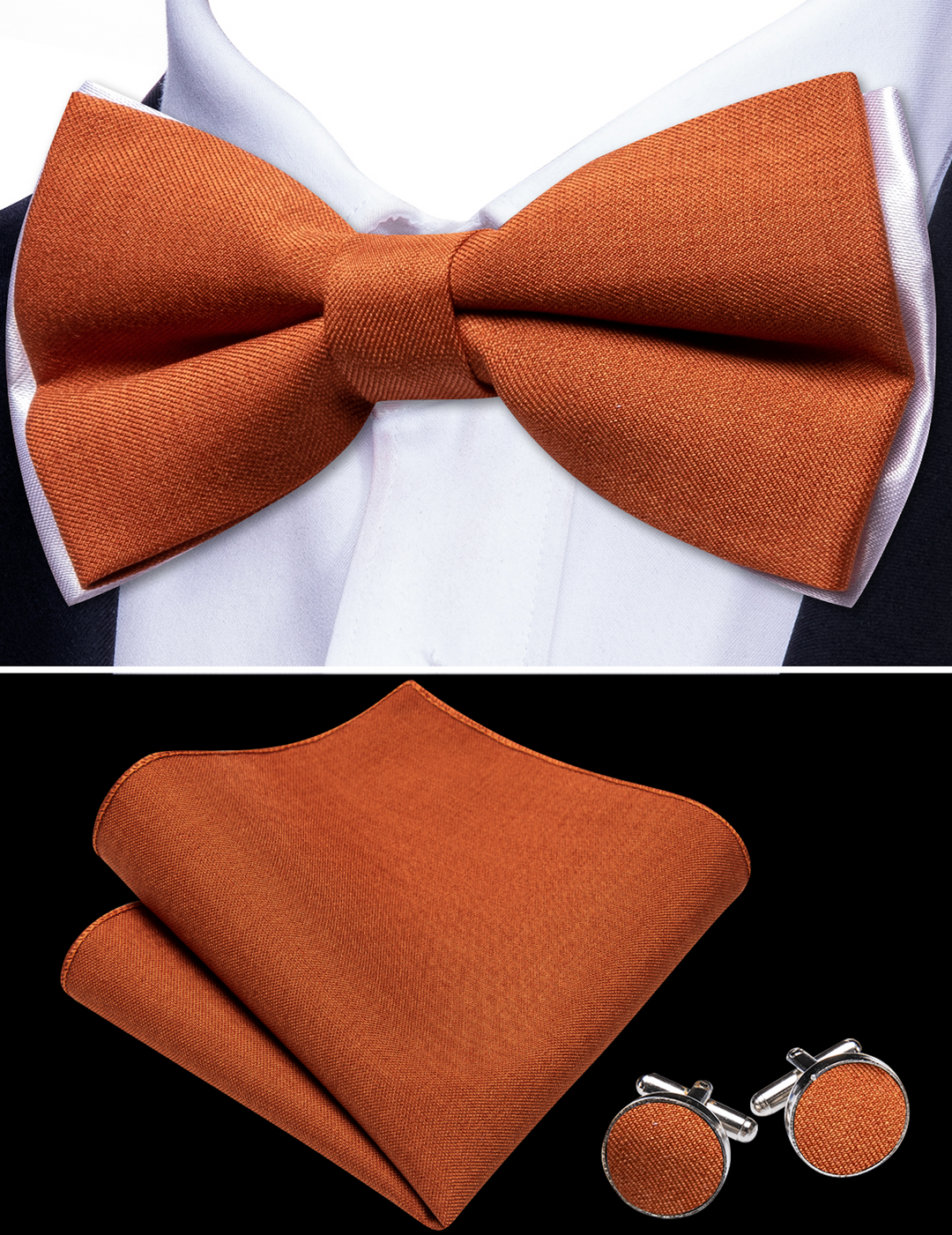 5pcs Mens Waistcoat Set Brown Solid Vest Necktie Bowtie Set- BW-MJ-2852
