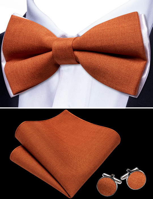 5pcs Mens Waistcoat Set Brown Solid Vest Necktie Bowtie Set- BW-MJ-2852