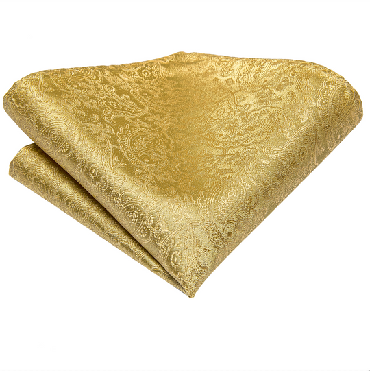 Golden Paisley  Tie Pocket Square Cufflinks Set-N-3053