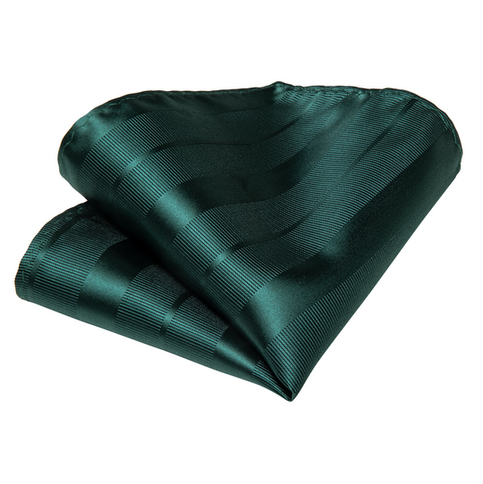 Dark Green stripe Tie Pocket Square Cufflinks Set- N-7222