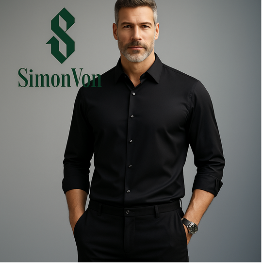 Men's Breathable Quick-Dry Dress Shirt -  Wrinkle-Resistant  - YKB-8091 Black
