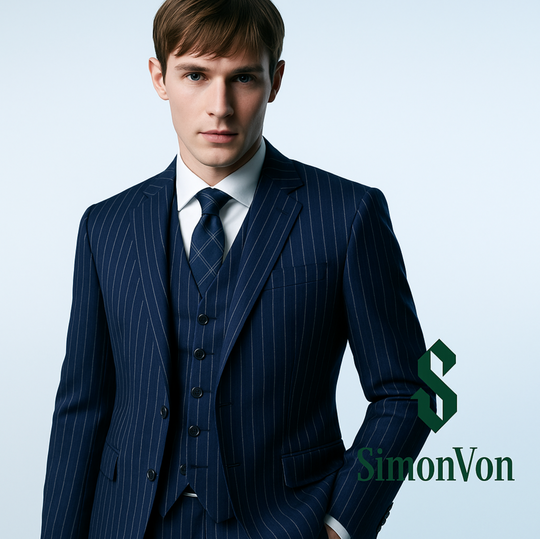 One Button Men's Striped Three-piece Suit, Jacket + Vest + Pants, Wedding Party Formal Wear, Plaid Suit-UY308017