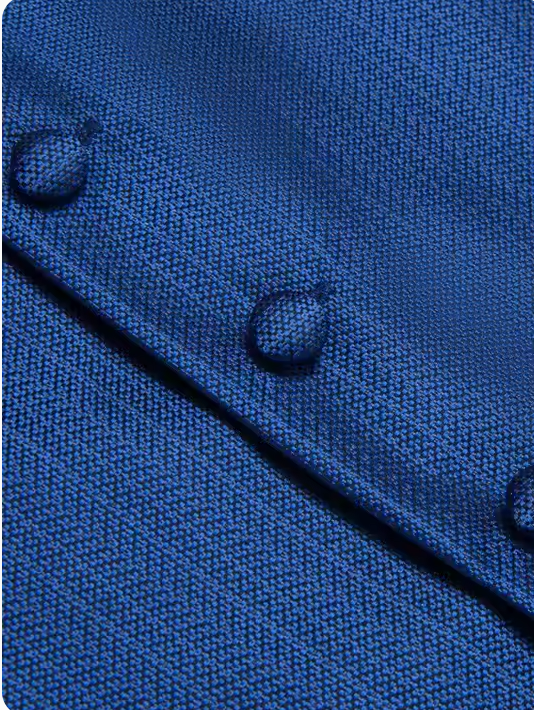 Steel Blue 4-piece Solid Waistcoat and Necktie Pocket Square Cufflink Vest  Set- MJ-3558