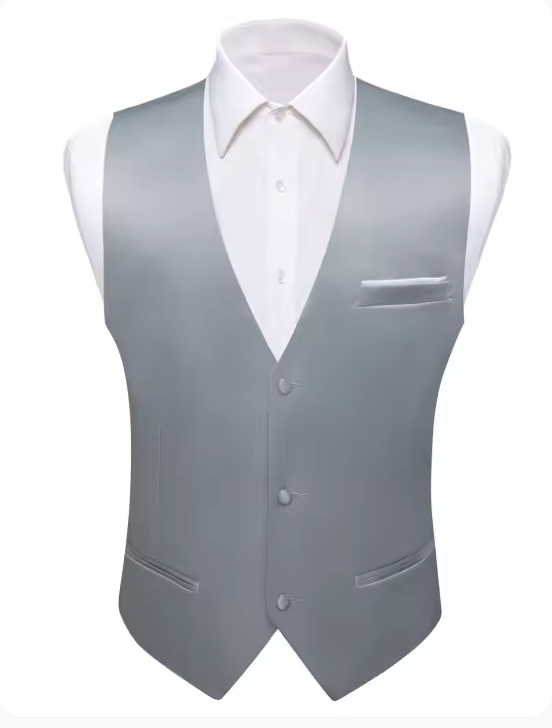 Tuxedo Waistcoat Silver Grey Solid  Vest-BW-MD-0037