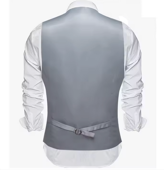 Tuxedo Waistcoat Silver Grey Solid  Vest-BW-MD-0037