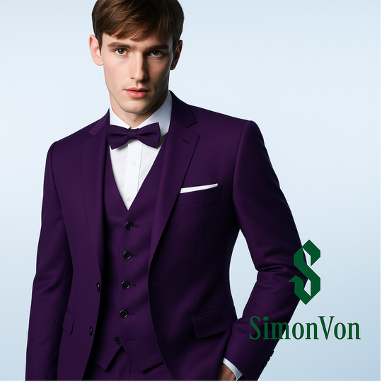 Dark violet 2pcs Classic Suit Set - Men's Formal Wear-QR316829