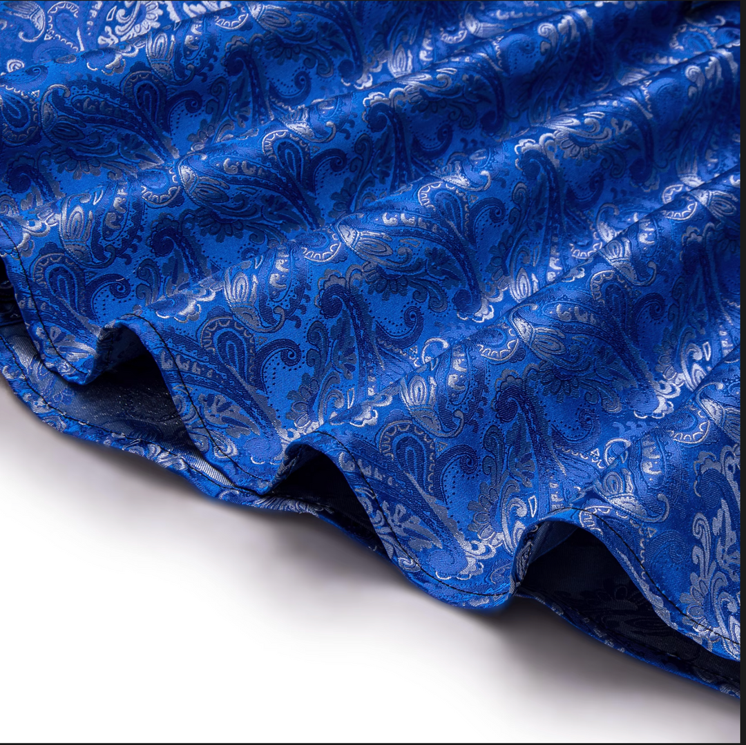 Royal Blue  Grey Floral Mens Shirt -CYDJ-9061