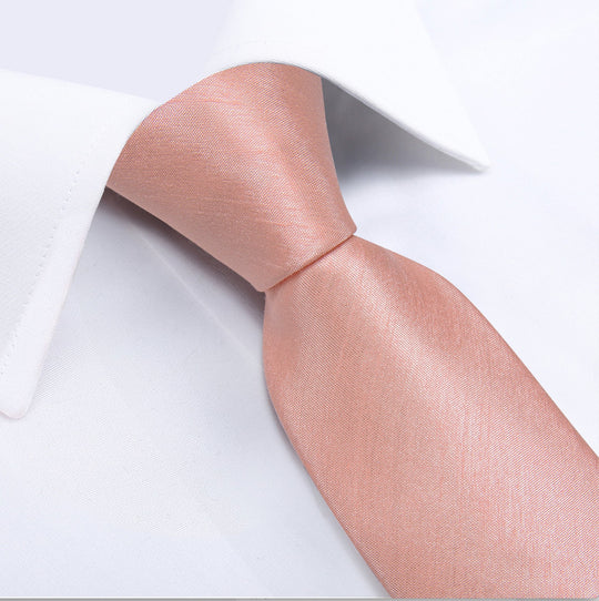 Baby Pink Solid Tie Pocket Square Cufflinks Set - N - 7934 - SimonVon Shop