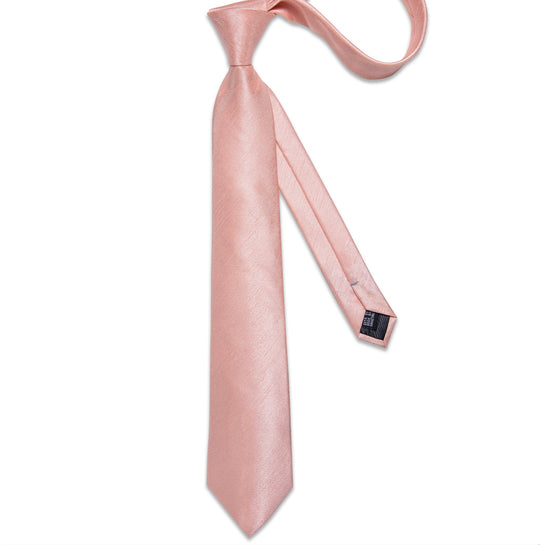 Baby Pink Solid Tie Pocket Square Cufflinks Set - N - 7934 - SimonVon Shop