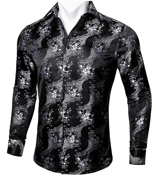 Black and White Paisley Casual Shirts - CY - 0016 - SimonVon Shop