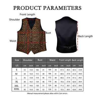 Black Gold Floral Paisley Waistcoat and Necktie Pocket Square Cufflink Vest Set - MJ - 0126 - SimonVon Shop