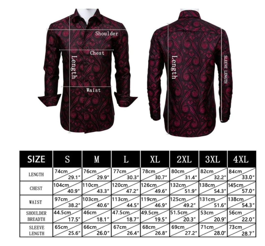 Black Paisley Silk Men's Shirt - CY - 0063 - SimonVon Shop