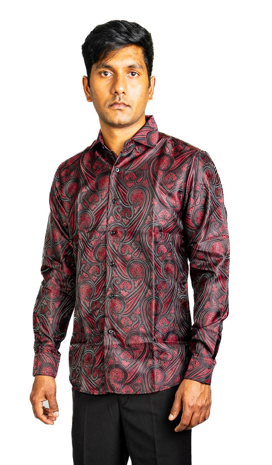 Black Red Paisley Casual Shirts - CY - 0001 - SimonVon Shop