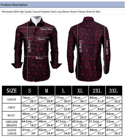 Black Red Paisley Casual Shirts - CY - 0001 - SimonVon Shop