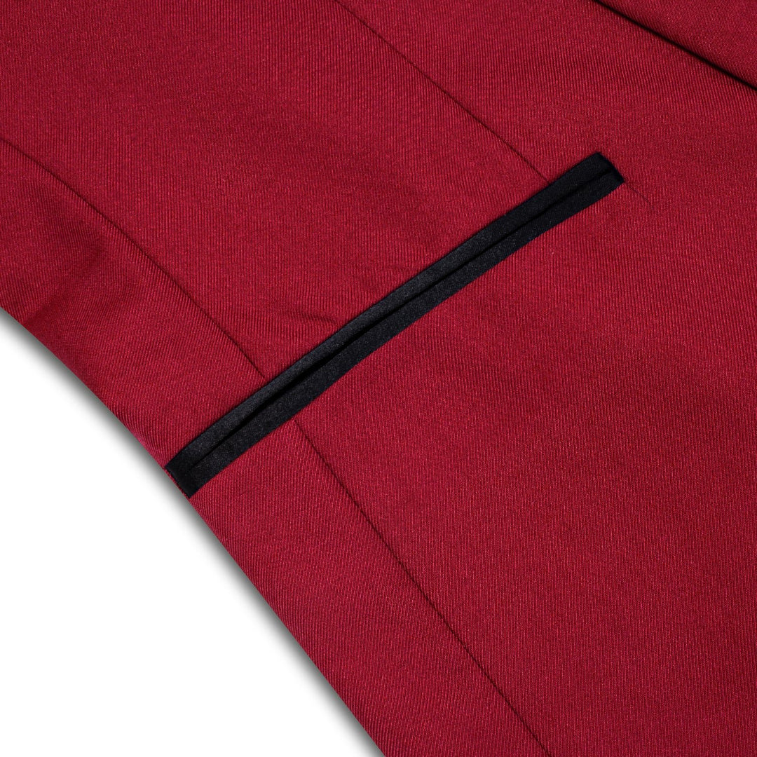 Black Shawl Collar Crimson Red Solid Blazer - XX - 1037 - SimonVon Shop