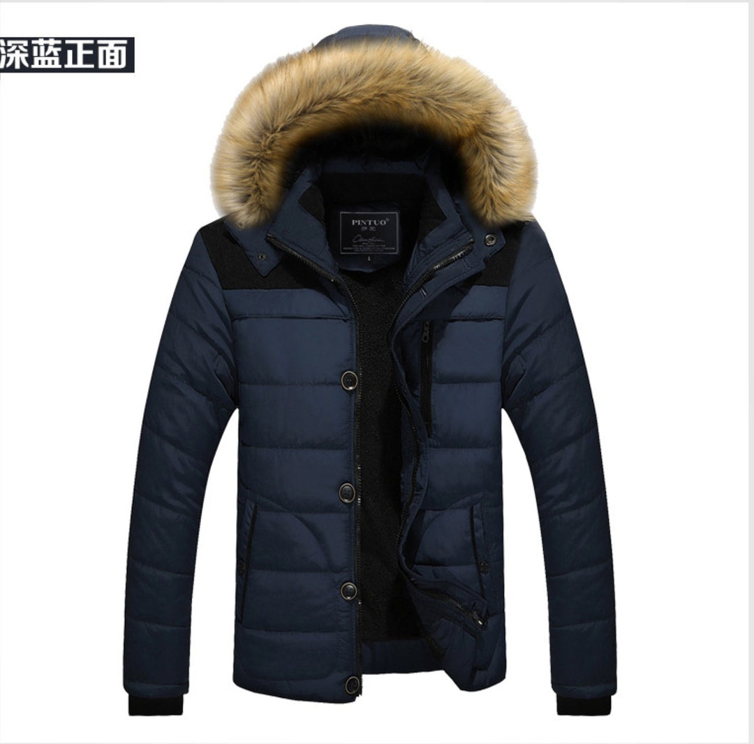 Blue Mens Hooded Down Coat Winter Warm Ultra Light Down Jacket - SimonVon Shop