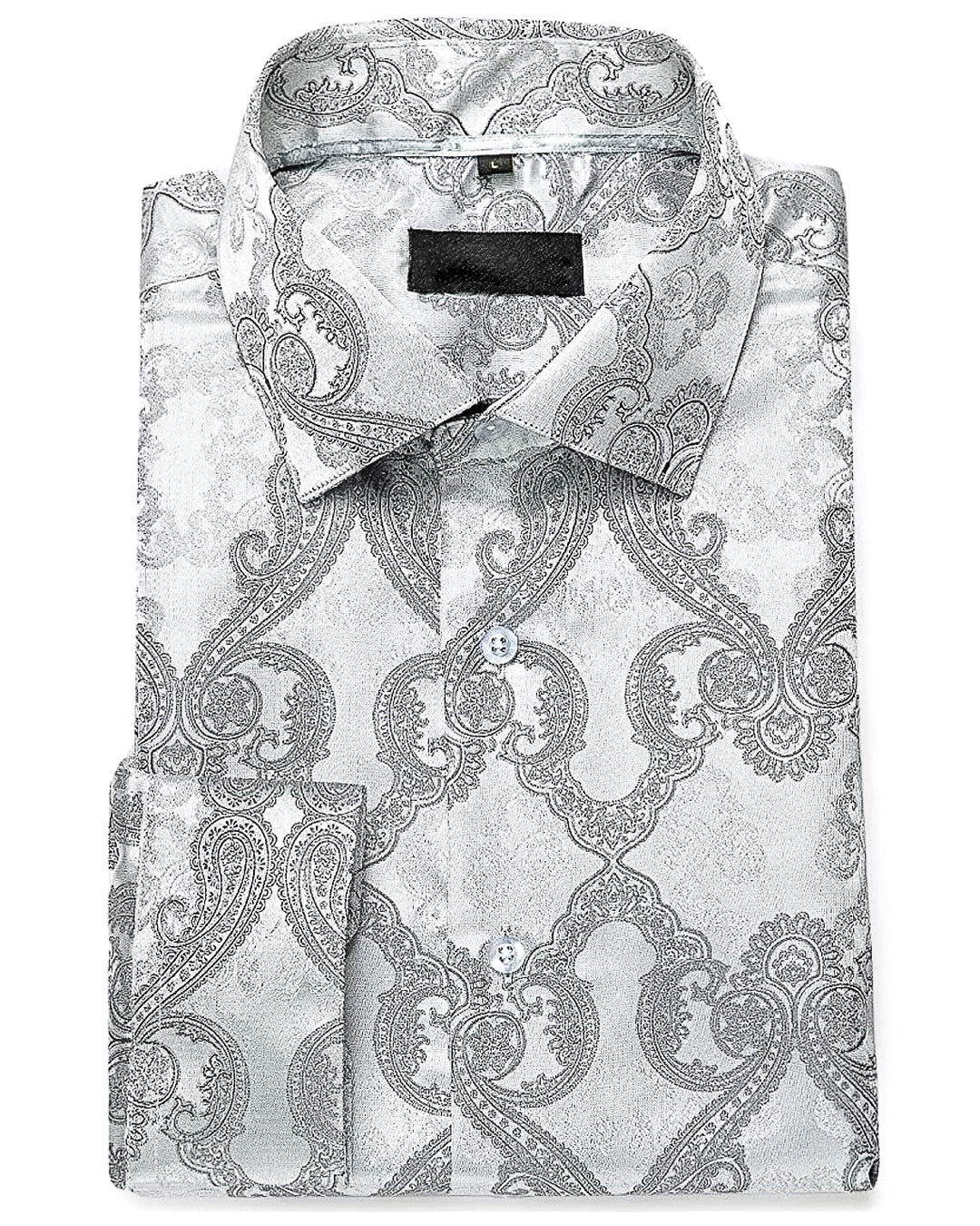 Bright Grey Paisley Casual Shirts. CY - 0021 - SimonVon Shop