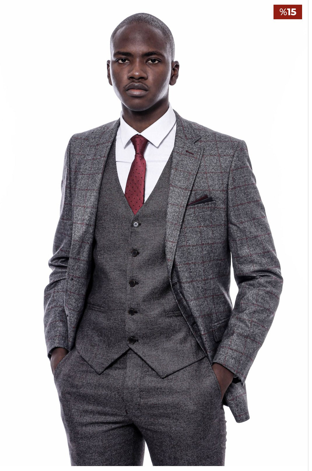 Checked Dark Grey Suit - SimonVon Shop