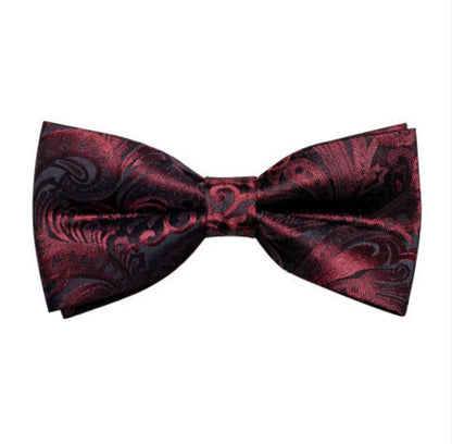 CLARET PAISLEY JACQUARD WAISTCOAT VEST BOWTIE HANDKERCHIEF CUFFLINKS SET - MJ - 0179 - SimonVon Shop