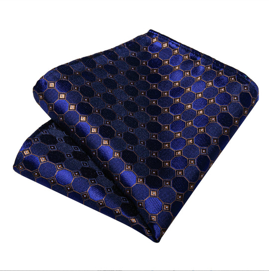 DarkSlateBlue Men's Tie Peru Polka Dots Pocket Square Cufflinks Set - N - 8400 - SimonVon Shop