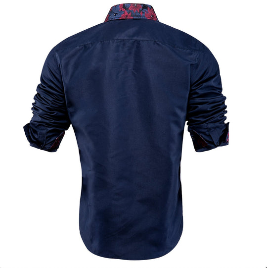 Deep Blue Red Stitching Shirt - CY - 1205 - SimonVon Shop