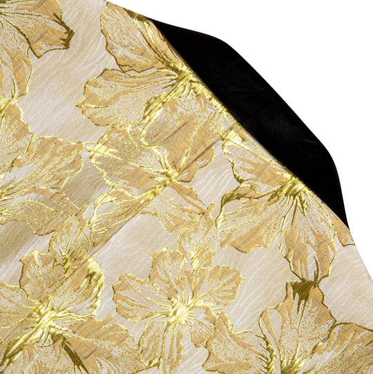 Gold Yellow Floral Suit Jacket Slim One Button Stylish Blazer - XX - 0032 - SimonVon Shop