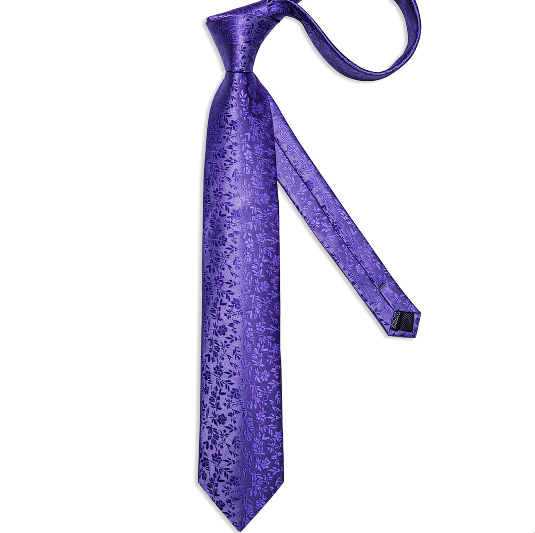Lavender Purple Floral Tie Pocket Square Cufflinks Set - N - 7266 - SimonVon Shop