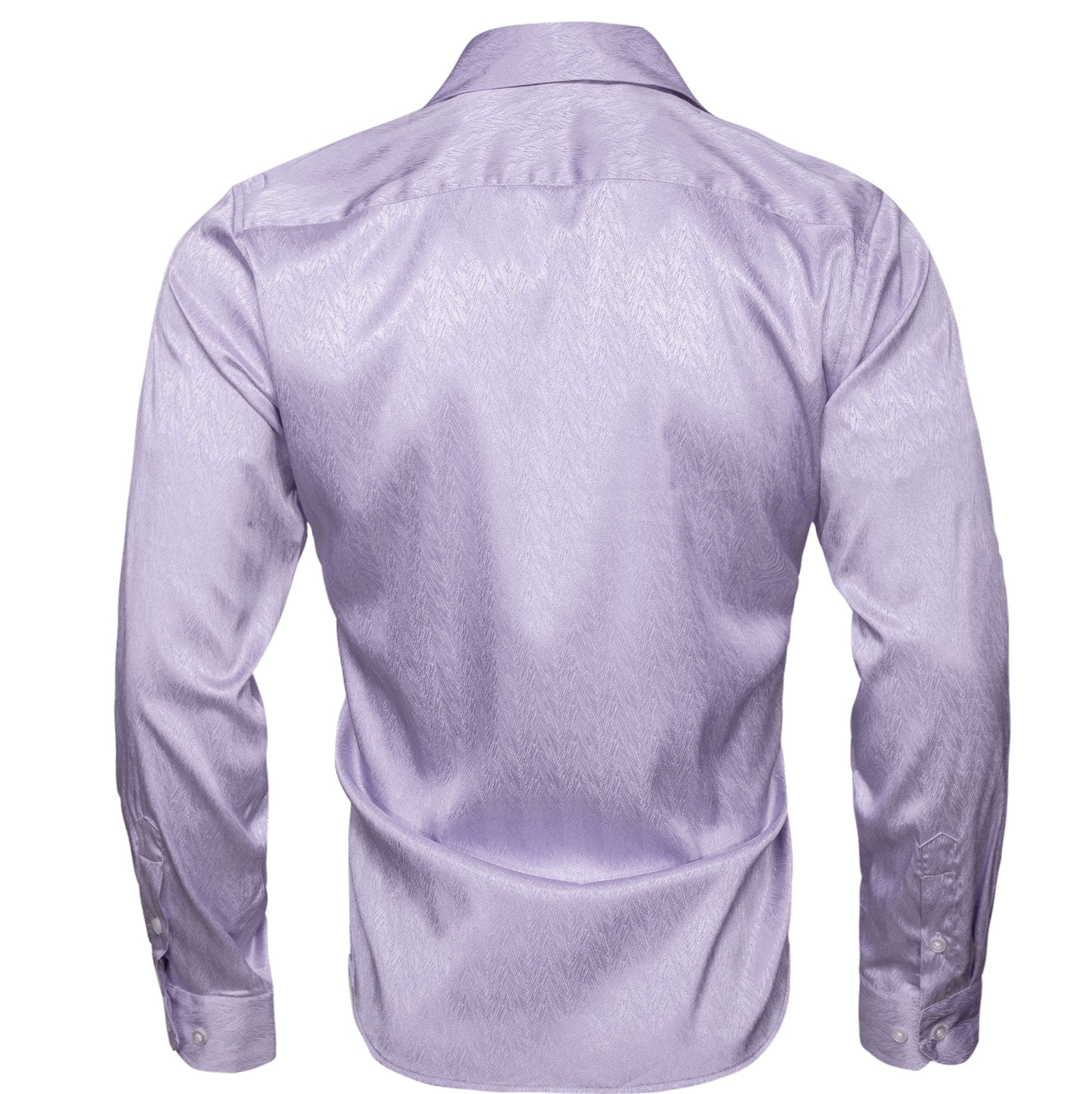 Lilac Purple Solid Silk Men's Long Sleeve Dress Shirt - CY - 0552 - SimonVon Shop