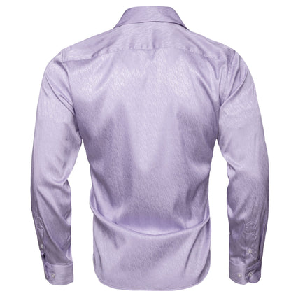 Lilac Purple Solid Silk Men's Long Sleeve Dress Shirt - CY - 0552 - SimonVon Shop