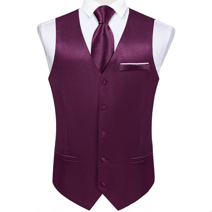 Luxury Purple Solid Satin Waistcoat Vest Set - MJ - 0648 - SimonVon Shop